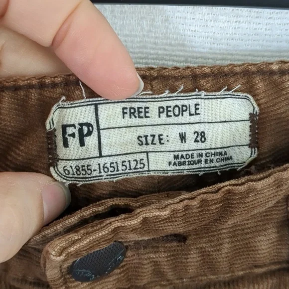 EUC Free People Corduroy Low Rise Skinny Jeans Size 28 Brown Soft Fabric - Picture 2 of 11